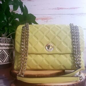 Kate Spade Nathalia Quilted Flap Crossbody Bag in PALE LIME GREEN